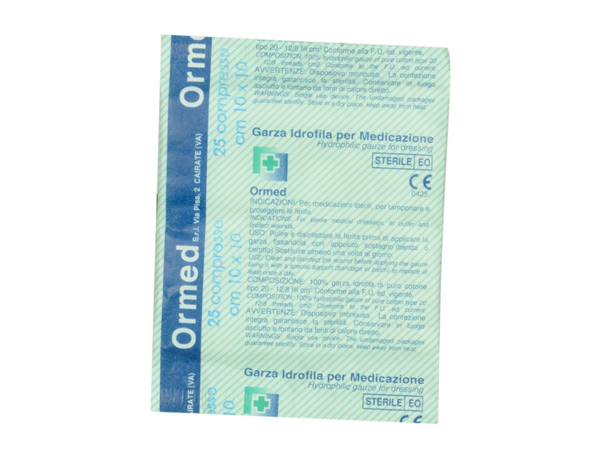 COTTON GAUZE SWABS 10x10 cm - bag of 25 pcs - 150 bags