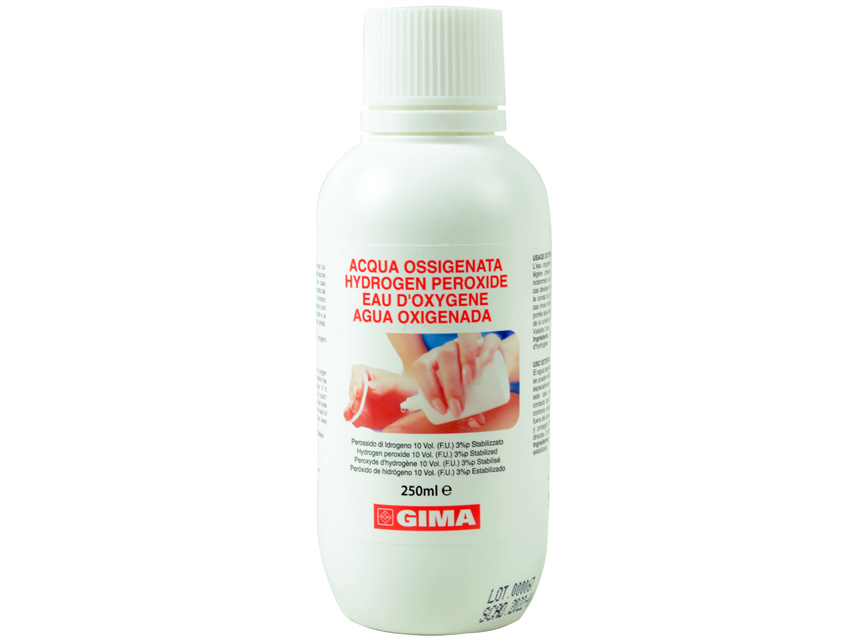 EAU OXYGÉNÉE - 250 ml - étiquette GB,FR,IT,ES   - boîte de 12