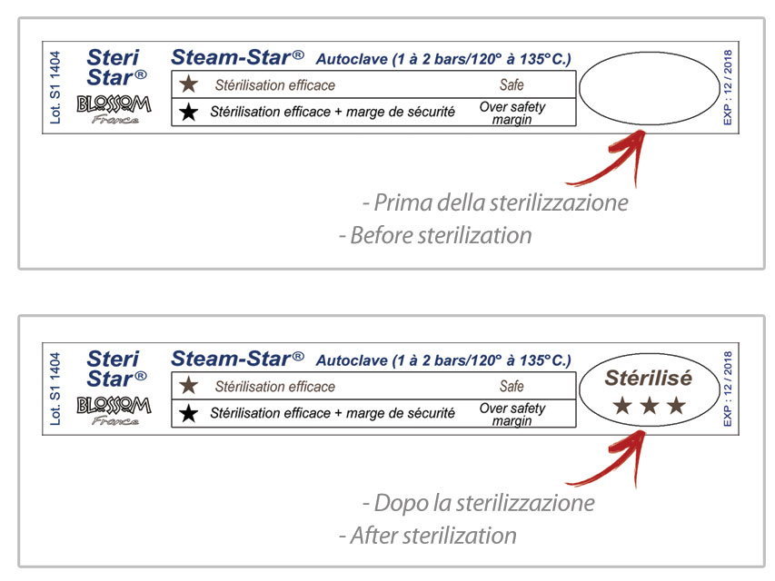 INDICATEUR «STEAM STAR» - autoclave - boîte de 1000