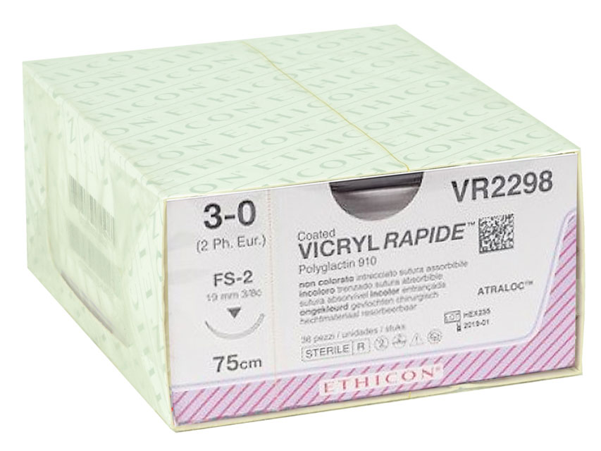SUTURES ABSORBABLES VICRYL RAPID ETHICON - capacité 3/0 aiguille 19 mm - tressé 