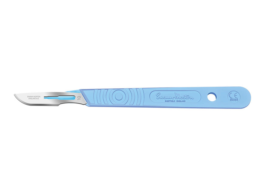 Bistouris avec lame en acier inox Swann-Morton stériles, boite de 10