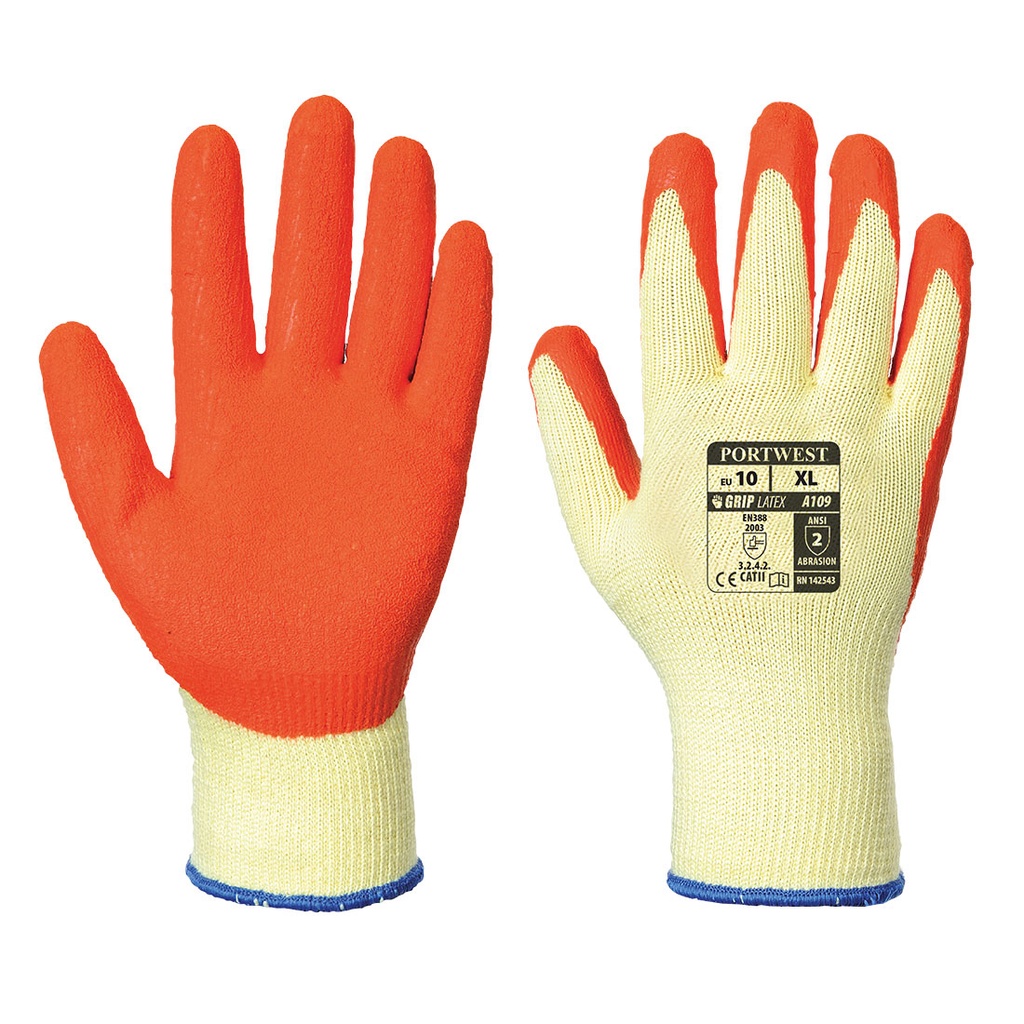 Gant Enduit latex(sachet individuel pour vente au détail) - Orange