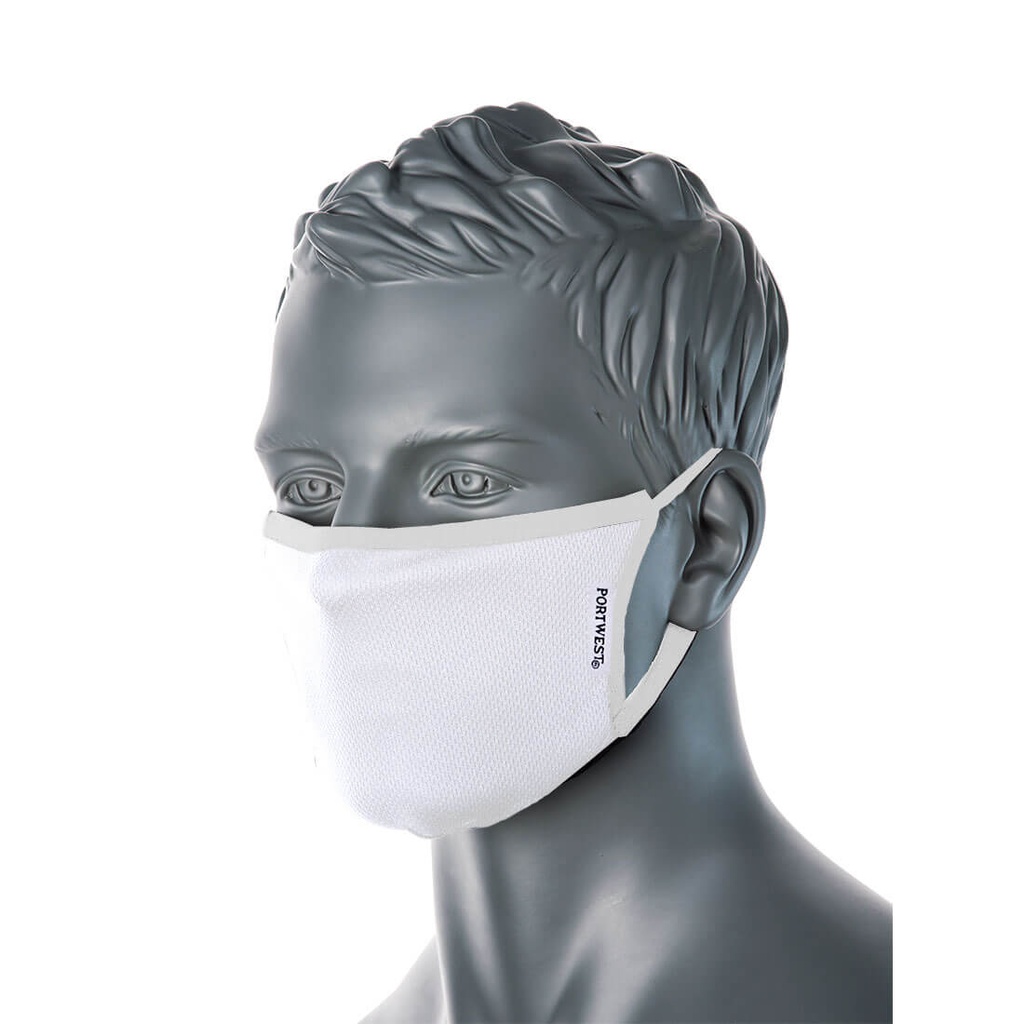 Masque facial en tissu antimicrobien 3 plis (Pk25) - Blanc