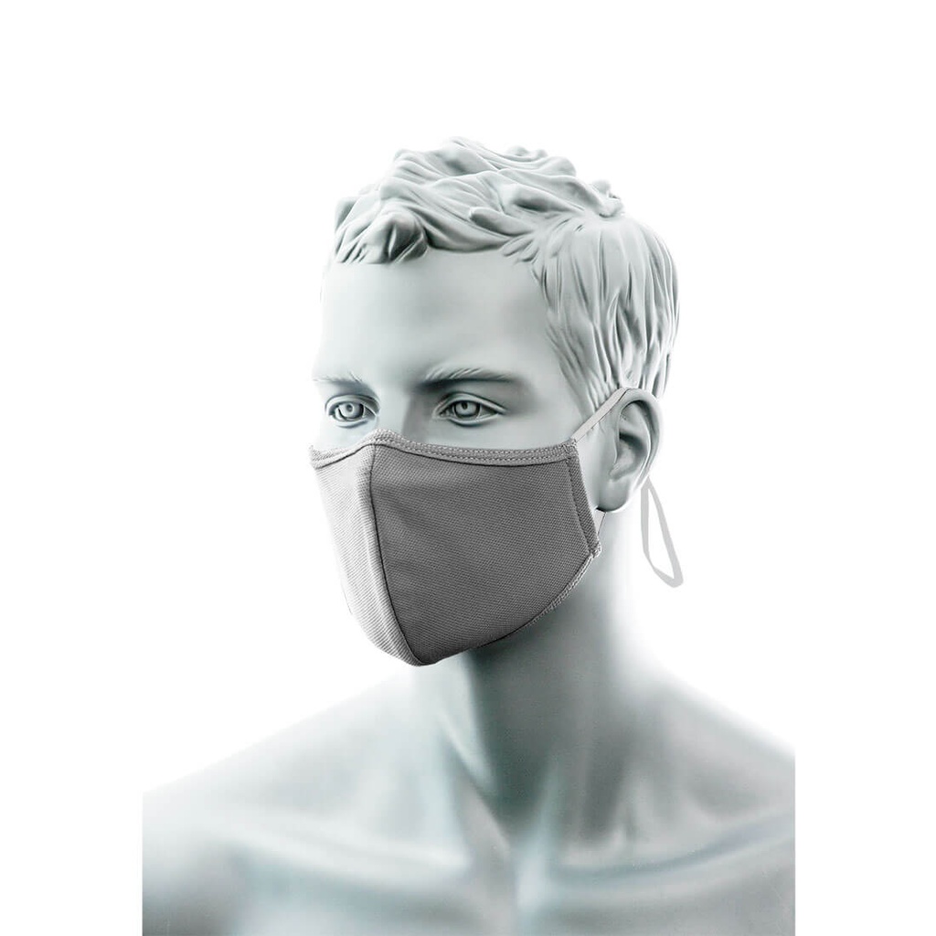 Masque facial en tissu antimicrobien à 2 épaisseurs avec pont nasal (Pk25) - Gris Chiné (25 pièces)