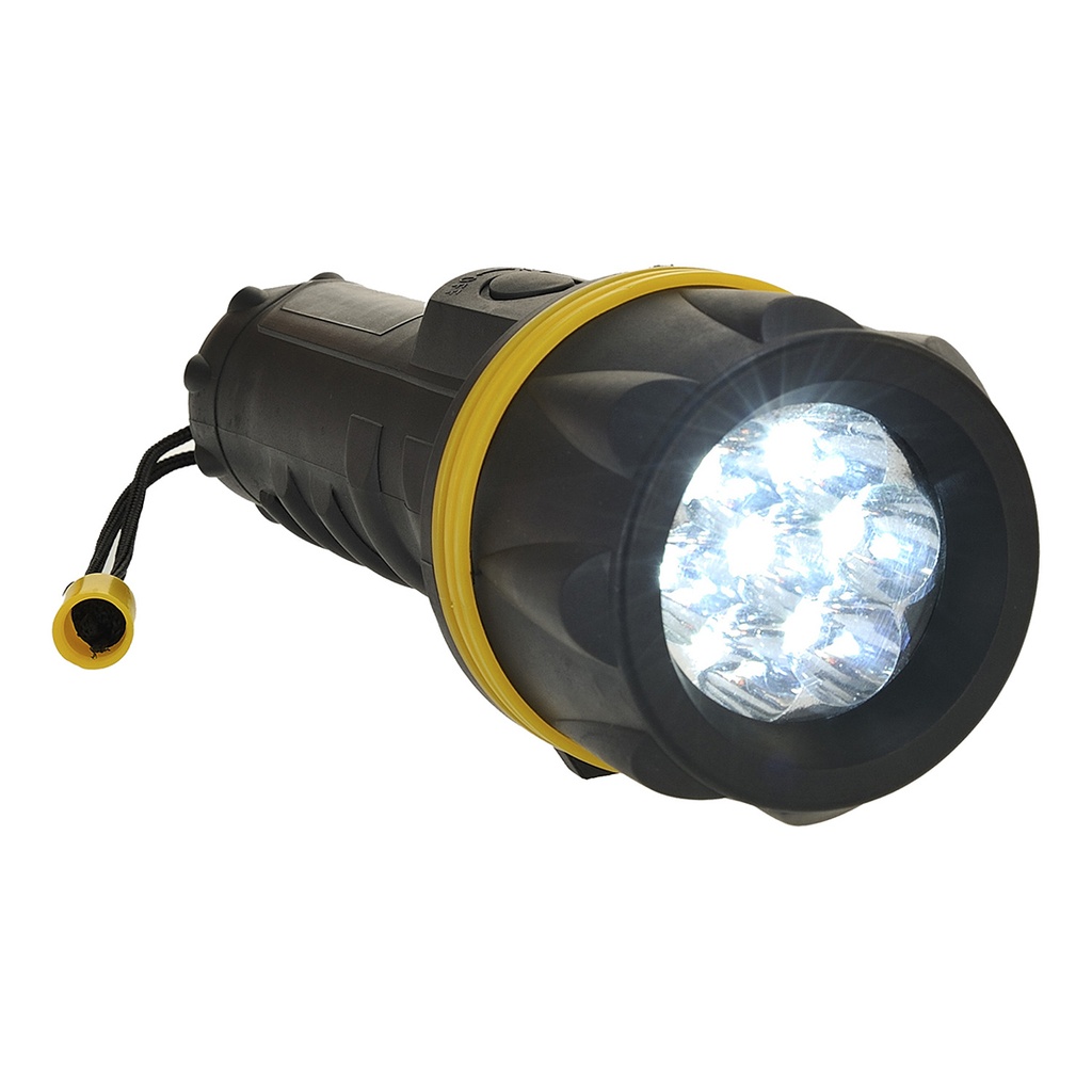 Torche caoutchouc 7 LED - Jaune/Noir