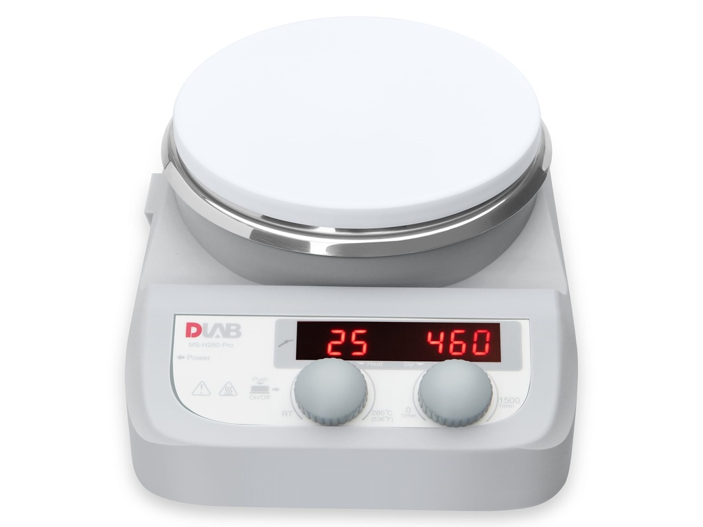 Agitateur magnétique à double affichage LED avec chauffage, plaque en acier inoxydable à revêtement céramique, température de chauffage jusqu'à 280°C