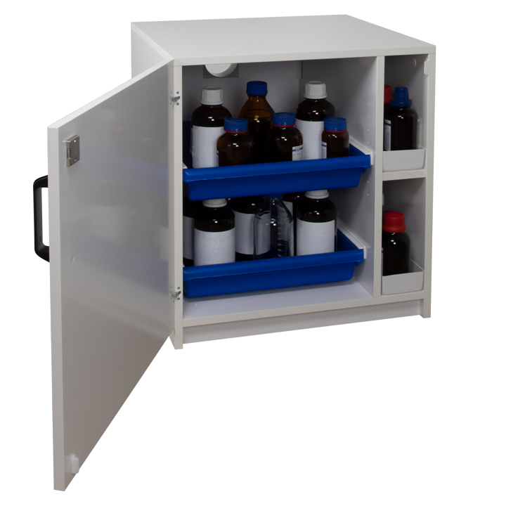 Armoire de sécurité anti-corrosion en PVC - Sous-paillasse 1 porte et 1 compartiment - H 630 x L 635 x P 578 mm - 30 KG
