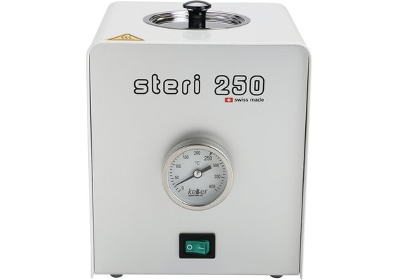 Steri 250, stérilisateur ultrarapide pour instruments de laboratoire, incl. couvercle, bocal de verre, billes de verre env. 150 g