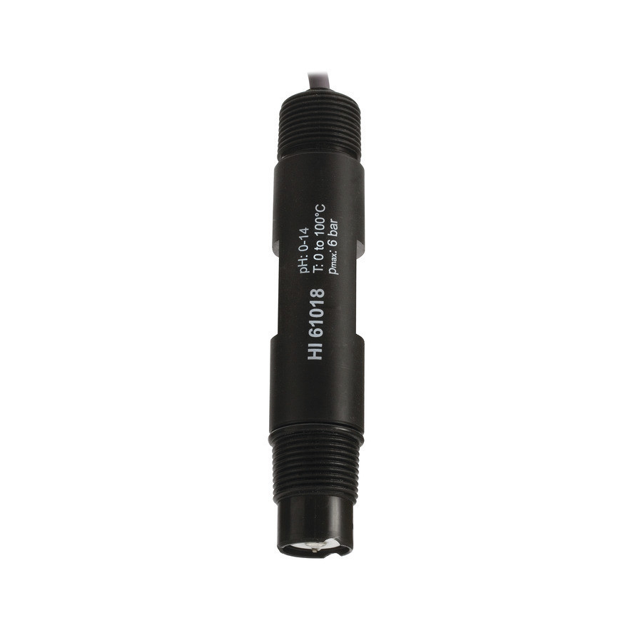 Électrode pH amplifiée, hautes températures, entrée diff., Pt100, connecteur BNC, câble 5 m