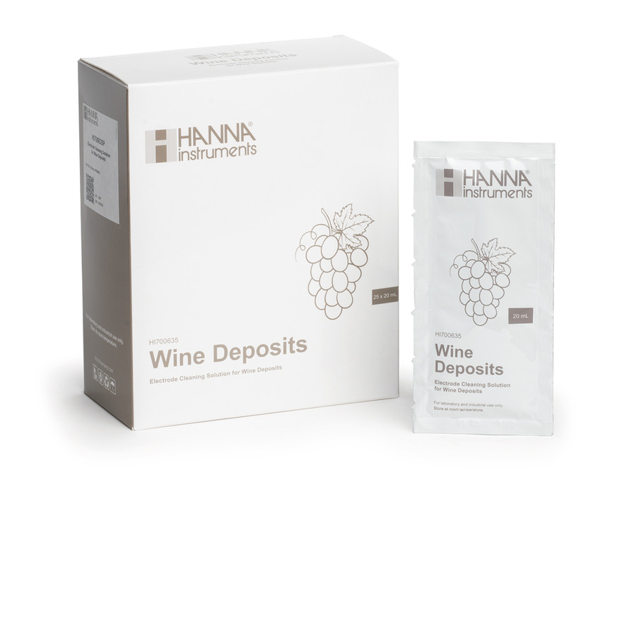 Solution de nettoyage pour électrodes, dépôts de vin, 25 sachets de 20 mL