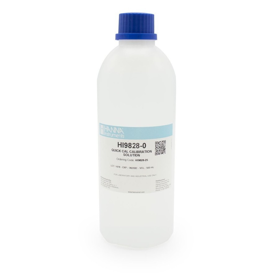 Solution d'étalonnage rapide pour pH, EC et OD pour HI9828 et HI9829, bouteille 500 mL