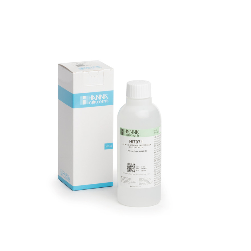 Solution électrolyte 3,5 M KCl + AgCl pour électrodes à simple jonction, flacon 250 mL