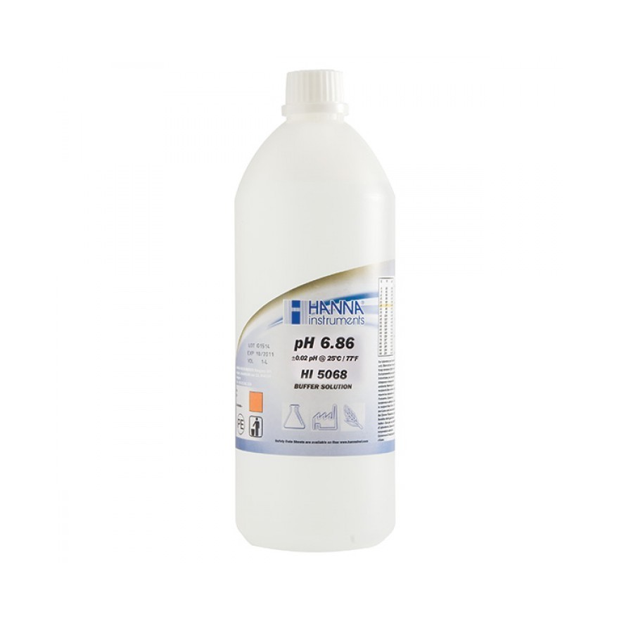 Solution tampon pH 6,86, ±0,01 pH, certificat d'analyse, bouteille 500 mL