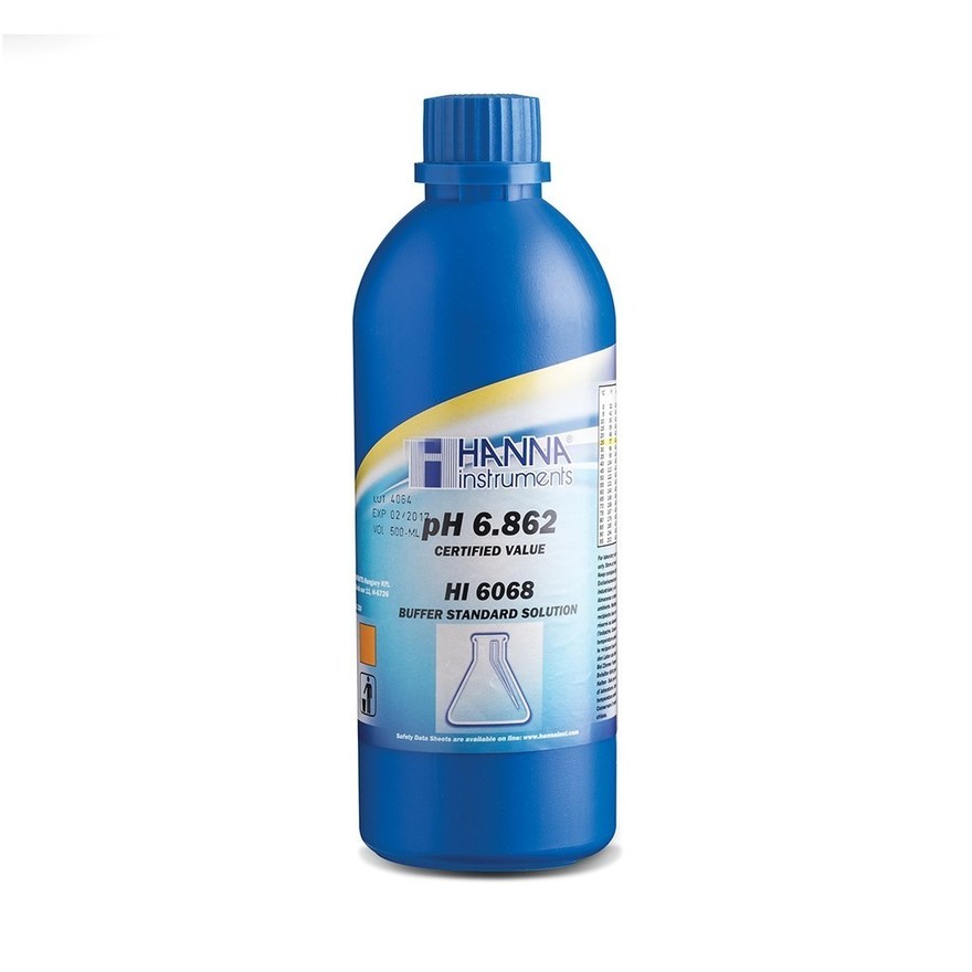 Solution tampon pH 6,862, ±0,002 pH, certificat d'analyse, bouteille 500 mL
