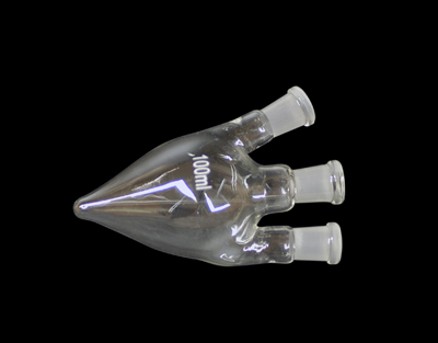 Ballon piriforme 3 cols, rodage 14/23, 100 ml