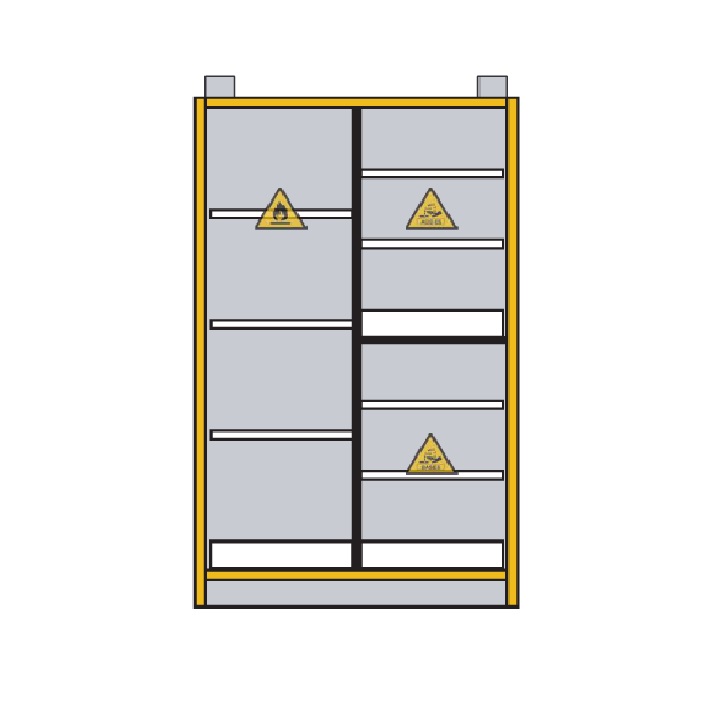 Armoire de sécurité EN 14470-1 et FM 6050 30 minutes - Haute 2 portes - 3 compartiments