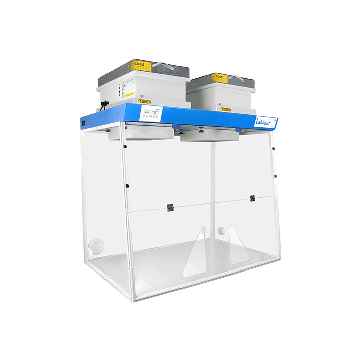Sorbonne à recirculation 1200 mm - 2 Modules - pour liquide & poudre - Passage 2 mains