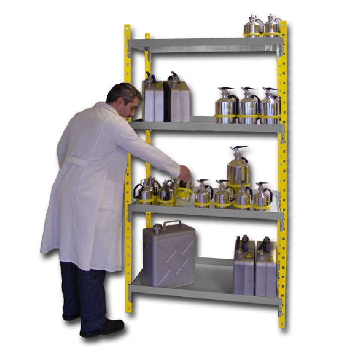 Rayonnage de sécurité en acier - 4 niveaux de stockage - Profondeur 590 mm