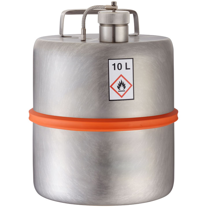 Fût de sécurité 10L en inox pour le transport, avec bouchon fileté 1½