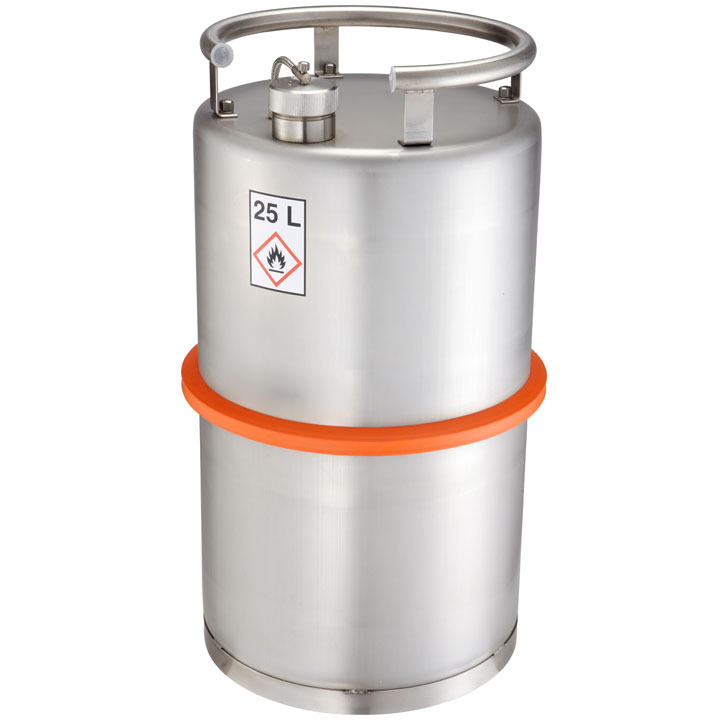 Fût de sécurité 25L en inox avec bouchon fileté 1½