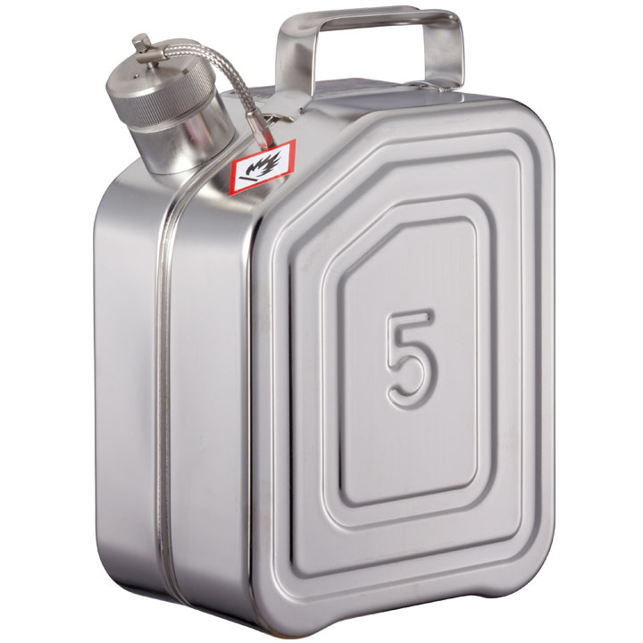 Jerricans de sécurité 5l pour le transport (avec homologation UN) avec bouchon fileté 1½", poli