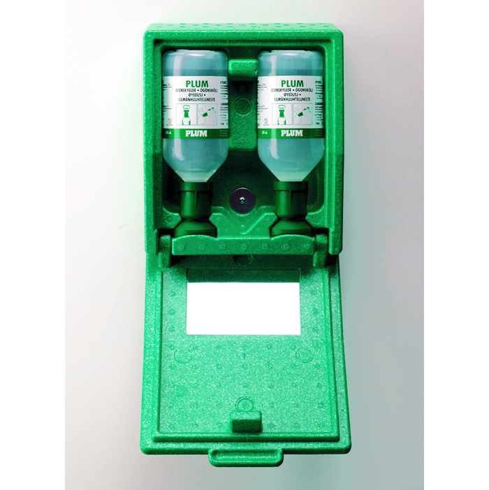 Station murale fermée livrée avec 2 flacons de 500 mL de solution saline