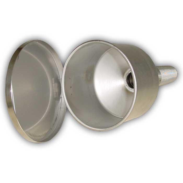 Entonnoir en inox avec grille pare-flammes et couvercle