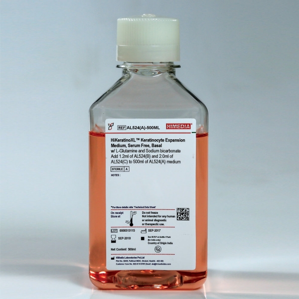 HiKeratinoXL™ Keratinocyte Expansion Medium, Serum Free without L-Glutamine and Sodium bicarbonate 