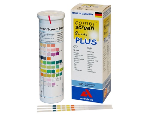 [24059] Bandelettes urinaires Combi Screen 9+Leuko Plus - 9+1 paramètres - boite de 100