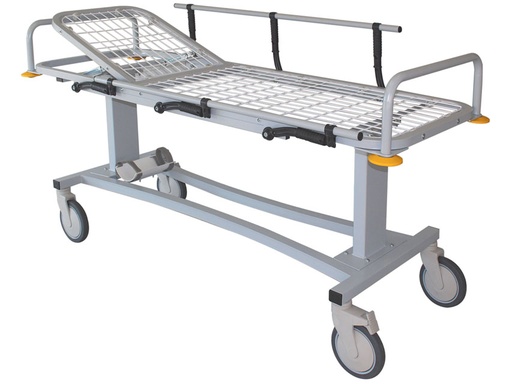 [27804] CHARIOT BRANCARD PROFESSIONNEL avec barrieres laterales et support pour bouteille d' oxygene