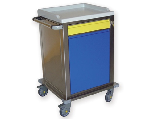 [45623] CHARIOT MODULAIRE acier inox avec 1 tiroir + 1 étagère