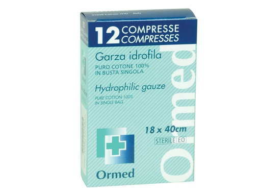 [34763] COMPRESSE GAZE COTON 18x40 cm - boîte de 12