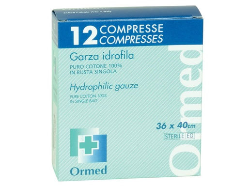 [34764] COMPRESSE GAZE COTON 36x40 cm - boîte de 12