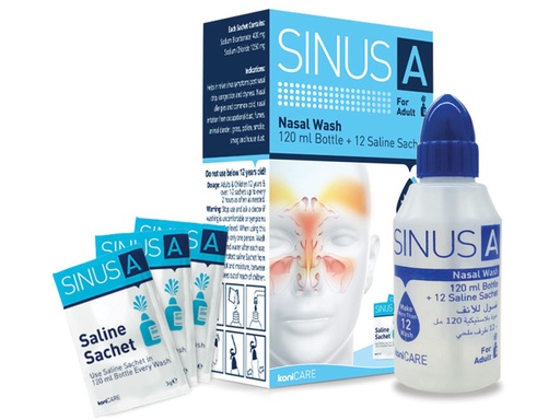 [28084] DOUCHE NASALE SINUS A 120 ml + 12 sachets de solution saline pour adultes
