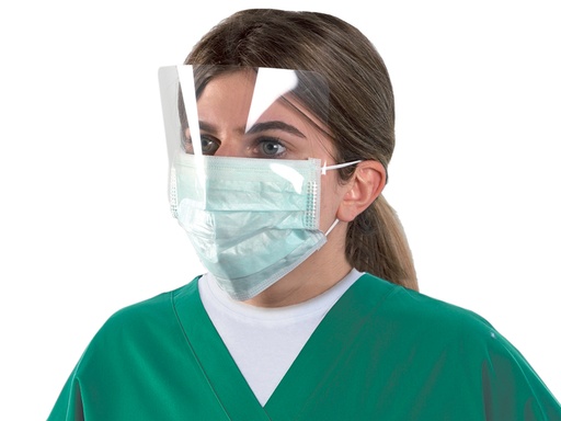 [25652] MASQUE CHIRURGICAL MASKOP - avec visière enveloppante et élastiques auriculaires, filtration >99%, conformément à EN 14683:2019+AC:2019