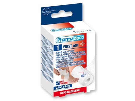 [25337] PHARMADOCT BANDES ÉLASTIQUES cohésives adhésives 2,5m x 6cm - caisse de 6 boîtes