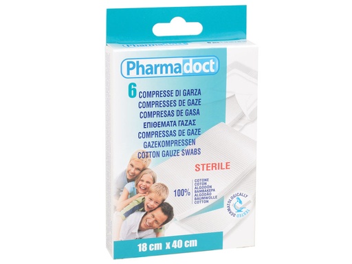 [25330] PHARMADOCT COMPRESSES DE GAZE 18x40 cm - caisse de 12 boîtes de 6