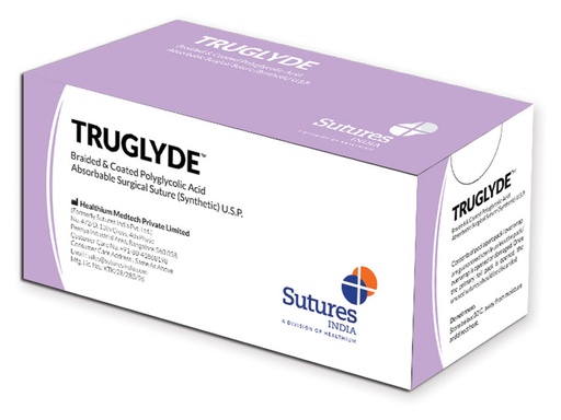 SUTURE TRUGLYDE RÉSORB. violet, corps rond - boîte de 12