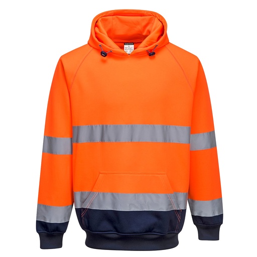 Sweat shirt à capuche bicolore - Orange/Marine