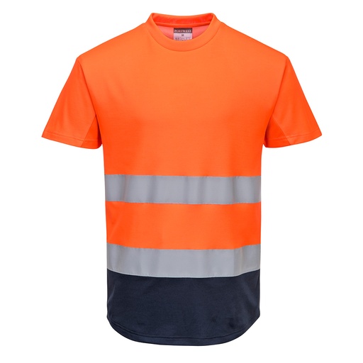 Tee-shirt Mesh bicolore - Orange/Marine