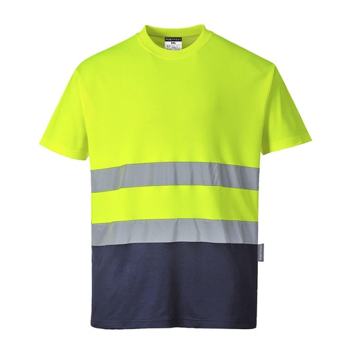 T-shirt coton bicolore - Jaune/Marine