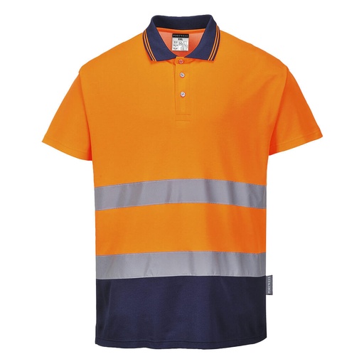 Polo coton bicolore - Orange/Marine