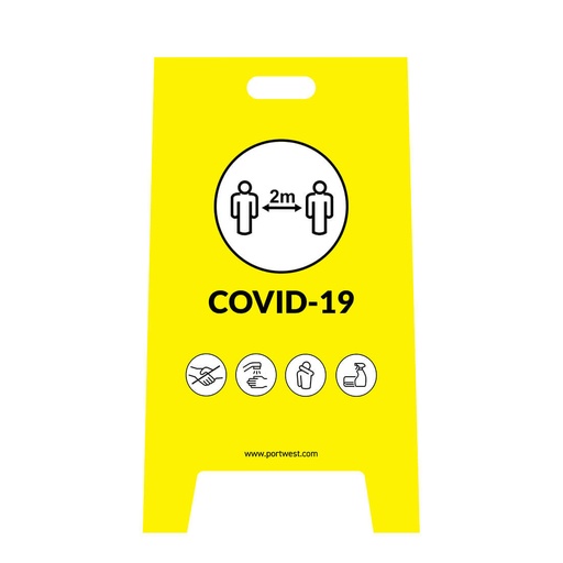 [CV92YER] Panneau d'avertissement Covid - Jaune (50 pièces)