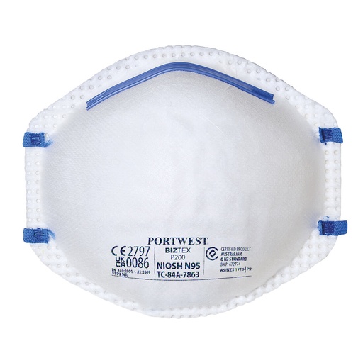 [P200WHR] Masque FFP2, filtration 94%, norme EN 149 FFP2 NR - Blanc (20 pièces)