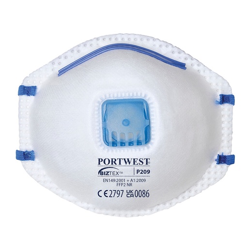 [P209WHR] FFP2 avec valve - sous Blister(3), minimum de filtration 94%, norme EN 149 FFP2 NR - Blanc (3 pièces)