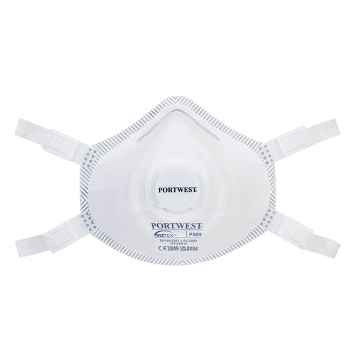 [P305WHR] Masque respiratoire FFP3 haut de gamme, filtration 99%, norme EN 149 FFP3 NR D - Blanc (5 pièces)