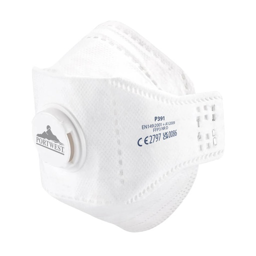 [P391WHR] Masque EAGLE pliable FFP3 Dolomite avec valve, filtration 99%, norme EN 149 FFP3 NR D - Blanc (10 pièces)