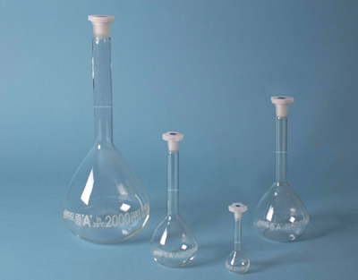 Fiole jaugée "classe A" Glassco avec bouchon plastique