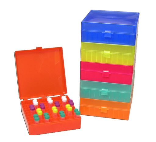 [108100291] Boîte de rangement, couvercle à charnière, 100 x 1,5 ml, pack arc-en-ciel de couleurs assorties - boîte de 5