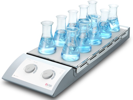 [211000022] Agitateur magnétique classique 4 canaux avec chauffage, plaque en acier inoxydable avec film de silicone, température de chauffage jusqu'à 120°C